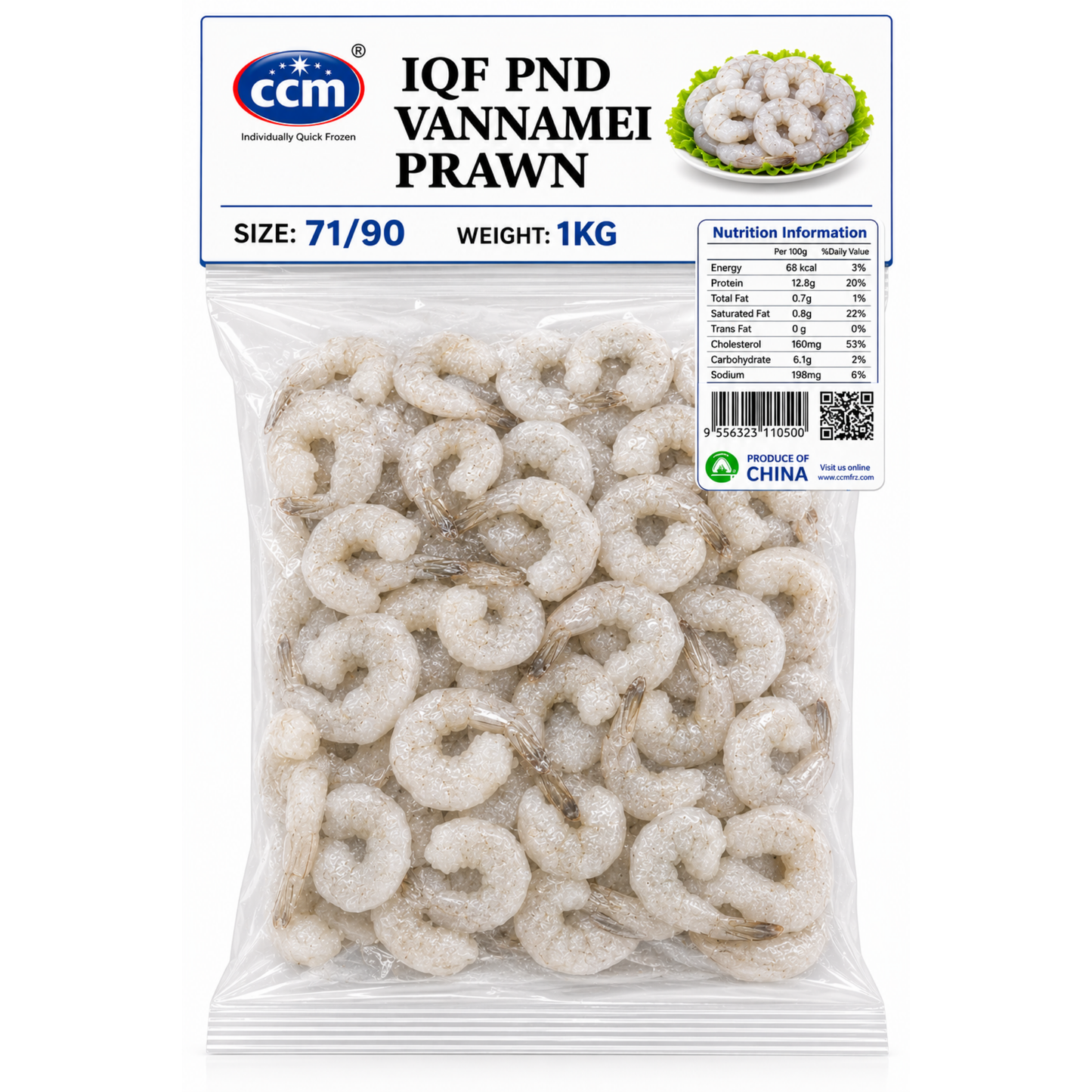 71/90 FROZEN PD VANNAMEI PRAWN (1KG) - 71/90 冷冻虾仁 (1公斤)