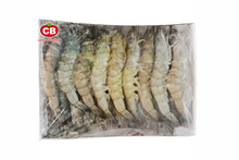 Packaged shrimp with CB logo on a white background