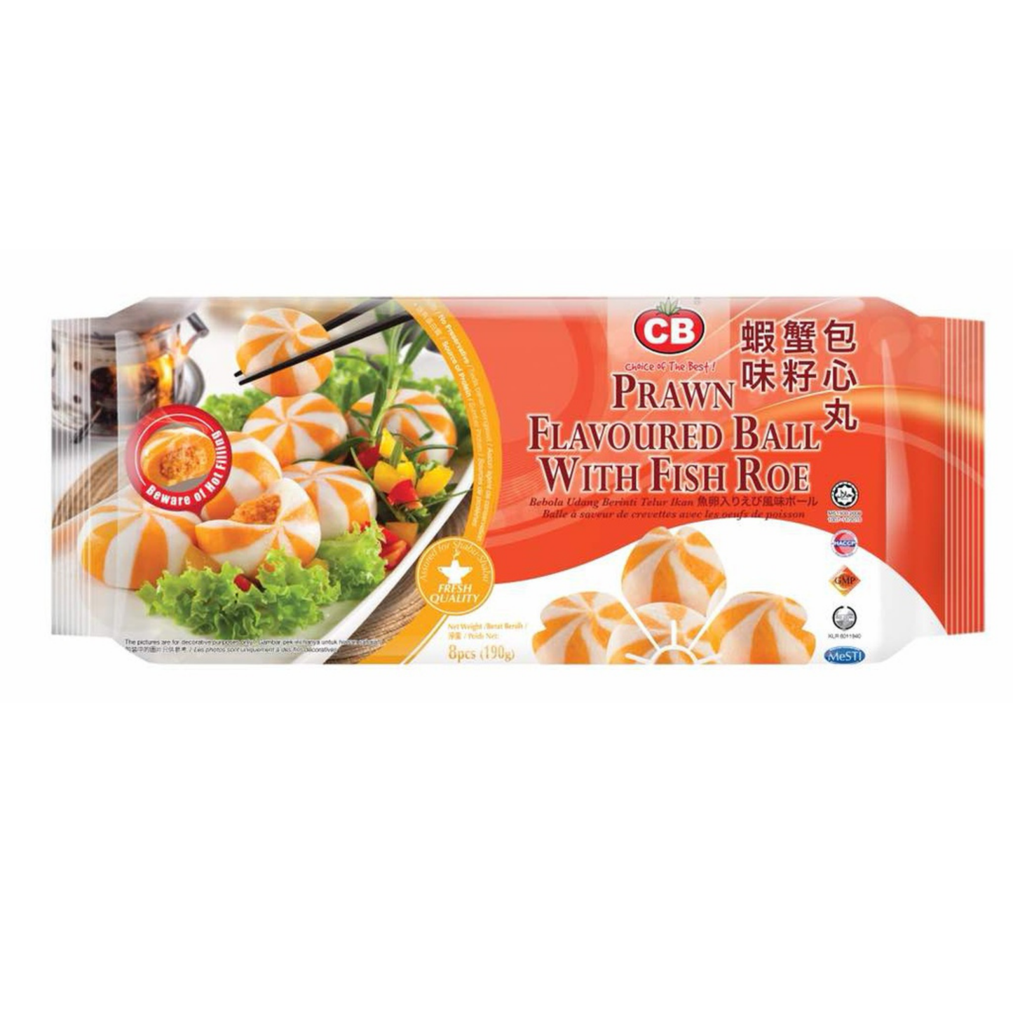 CB PRAWN FLAVOURED BALL WITH FISH ROE 8PCS (190G) - CB虾味蟹籽包心丸 (190克)