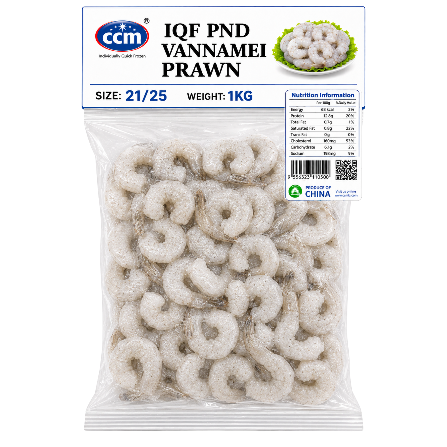 21/25 FROZEN PD VANNAMEI PRAWN (1KG) - 21/25 冷冻虾仁 (1公斤)