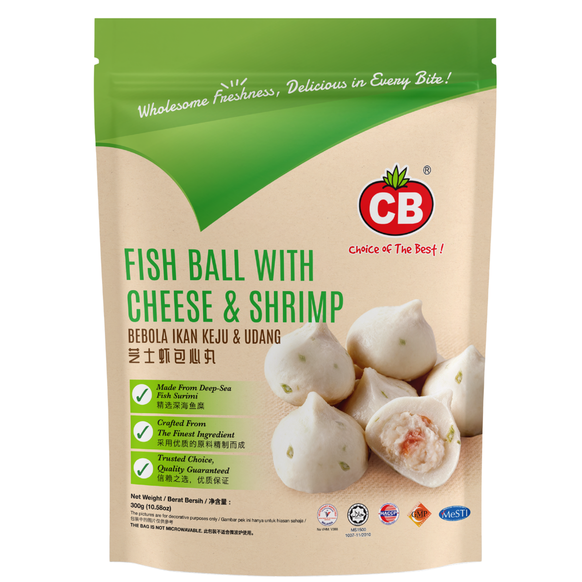 CB FISH BALL WITH CHEESE & SHRIMP (300G) - CB芝士虾包心丸 (300克)