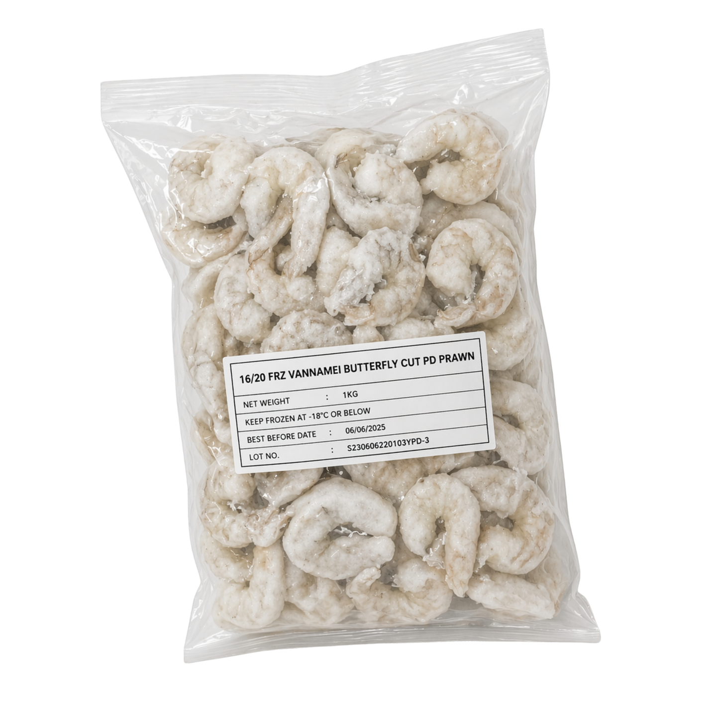 16/20 FRZ VANNAMEI BUTTERFLY CUT PD PRAWN (1KG) - 16/20 冷冻虾肉开背 (1公斤)