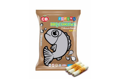 Packaging of CB Surimi BBQ Chikuwa with a fish illustration on a white background