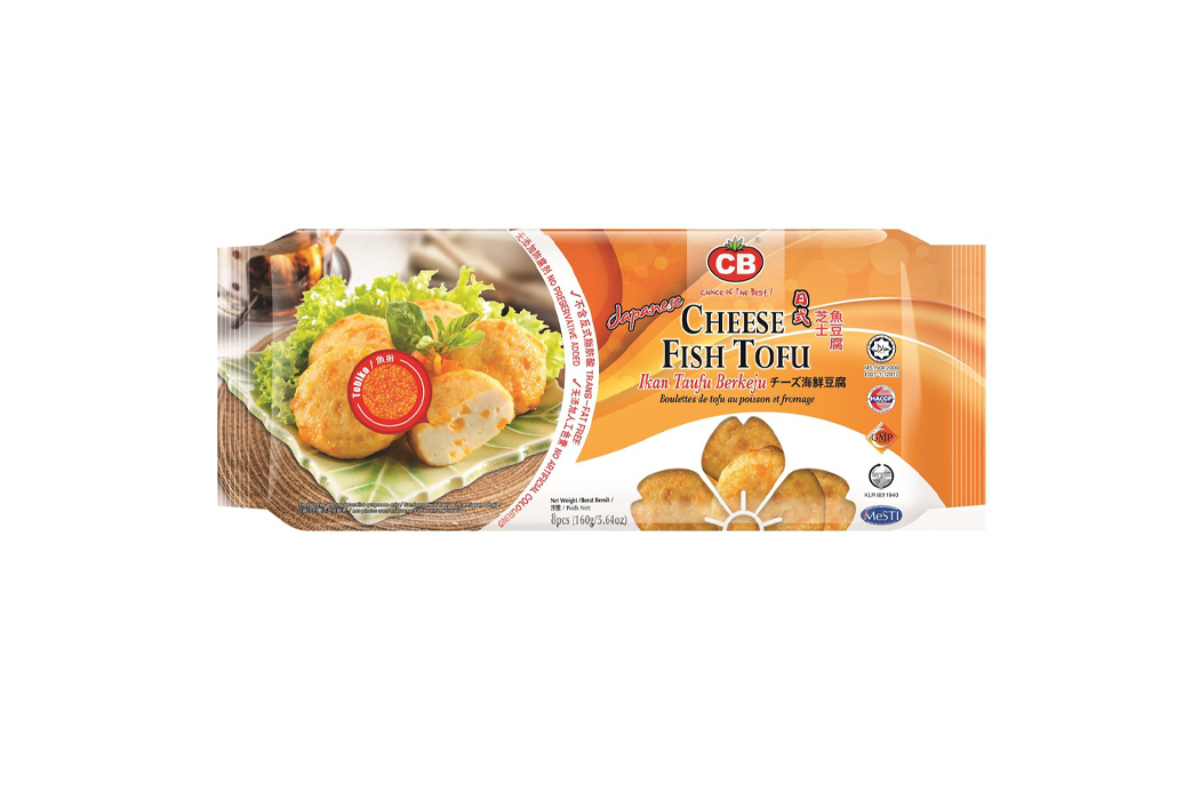 Package of Cheese Fish Tofu with a white background