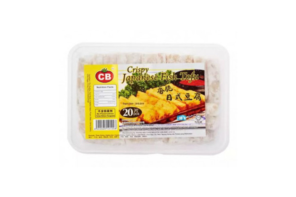 Packaged Crispy Japanese Fish Tofu with CB brand label on a white background