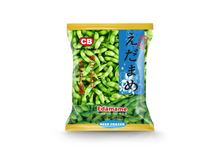 Packaged edamame with CB logo on a white background
