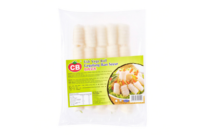Fish vege roll with CB logo in a packet