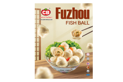 CB Fuzhou Fish Ball packaging with a bowl of fish balls and vegetables on a light background