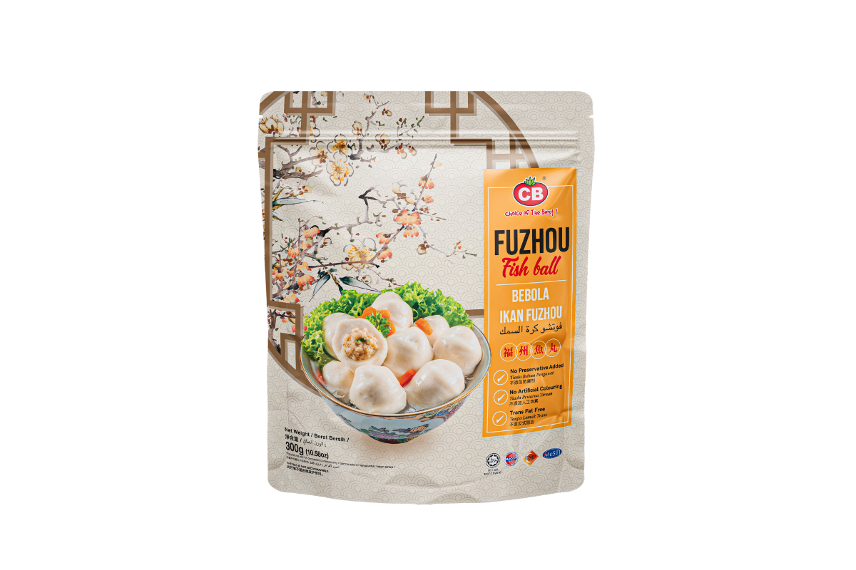Packaged food product with CB logo and product image on a white background