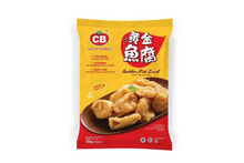 Packaged food product with yellow and red label featuring 'CB' logo and image of fried fish cake.
