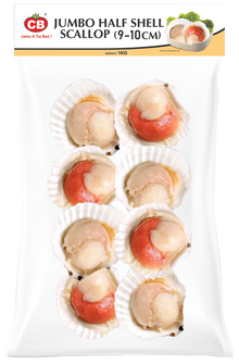 CB FROZEN HALF SHELL SCALLOP 9/10CM (1KG) - CB特大半壳虾夷贝 9/10 CM (1公斤)