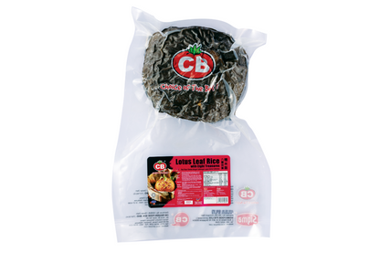 Packaged lotus leaf rice with CB logo on a white background