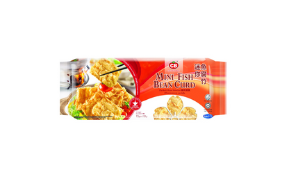 Packaged mini fish bean curd with CB logo on a white background