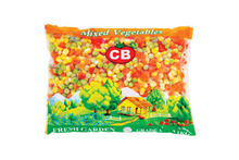 Bag of mixed vegetables with CB logo on a white background
