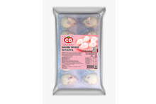 Packaged dessert with CB label on a white background