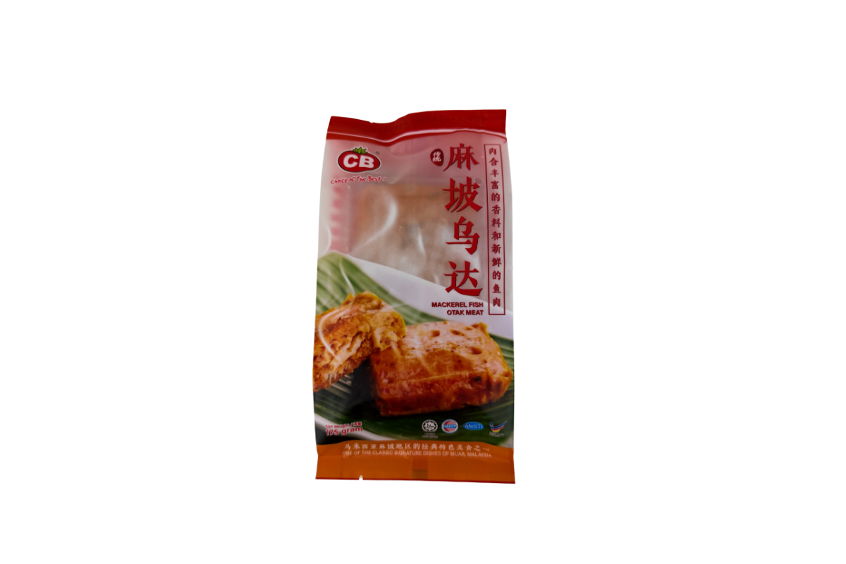 Packaged food product with CB branding and text on a white background