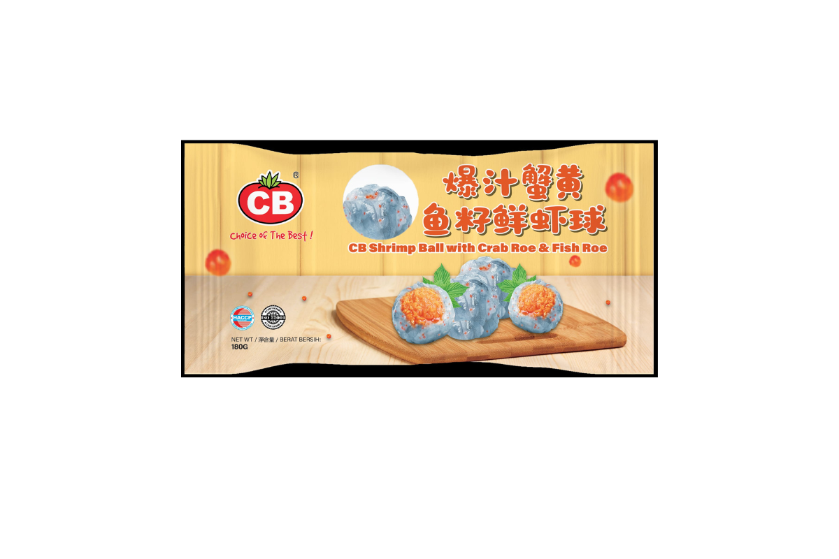 Packaged food product with CB logo on a white background