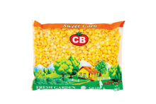 Bag of CB brand sweet corn with a scenic design on a white background