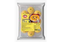 Packaged tangerine buns with a yellow label featuring the brand 'CB' on a white background.