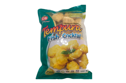 Packaged Tempura Fish Cocktail with visible CB branding on a white background