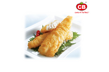 Tempura fish fillet on a white plate