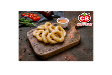Round squid ring on a wooden plate
