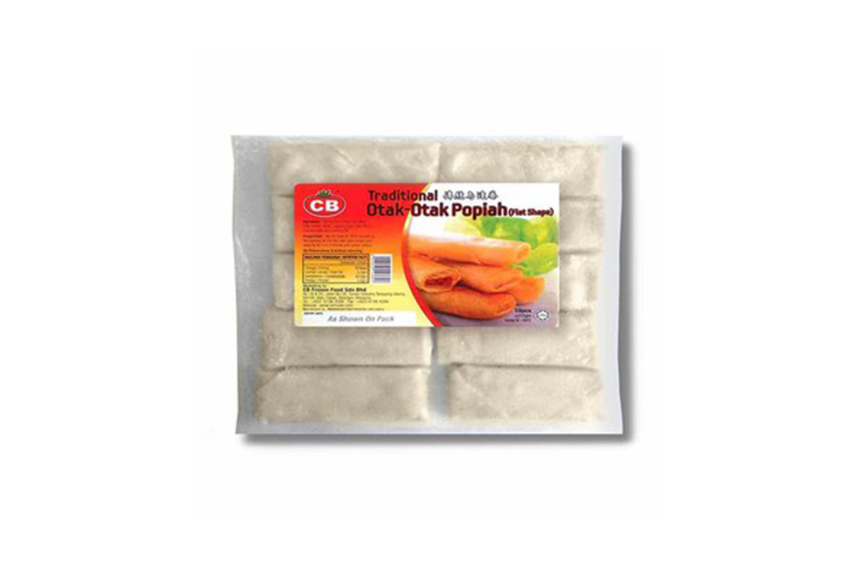 Packaged food product with a visible CB brand label on a white background