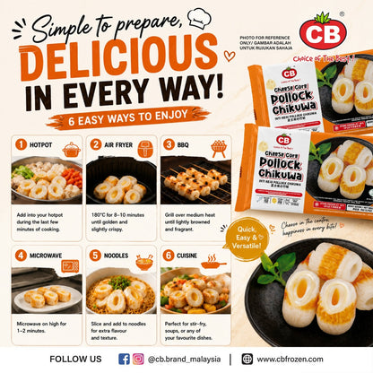 CB CHEESE CORE POLLOCK CHIKUWA 5PCS(90G)  CB 芝士夹心竹轮 5PCS (90G)