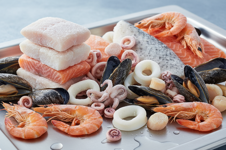A picture of frozen Seafood and Fishes