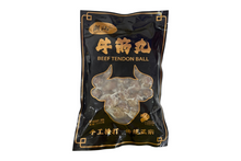 Black package of beef ball with gold text and design on a white background